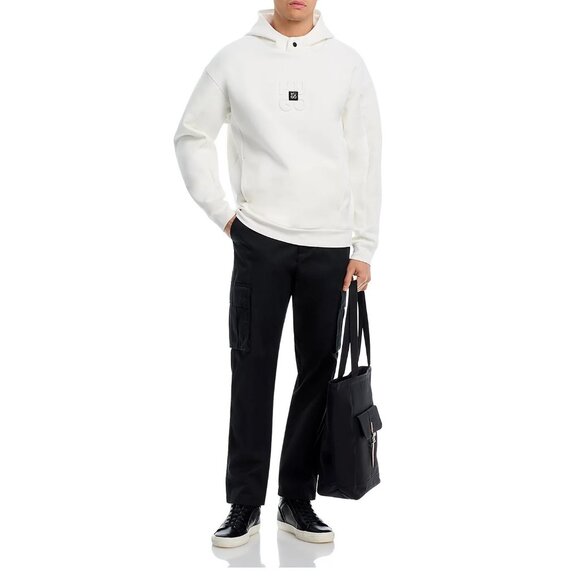 Hugo Boss Men's Long Sleeve HUGO Debostaco Oversized Hoodie Raised Logo Natural - Picture 4 of 5